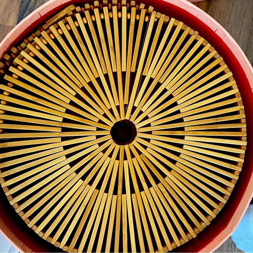 CULT GAIA RATTAN BAMBOO CIRCLE PURSE, two slats broken. Brand new.